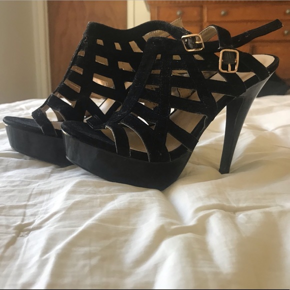 Strappy Black Heels - Picture 1 of 2